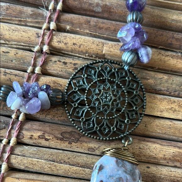 💜Purple Handcrafted Lepidolite Pendant Necklace - Picture 4 of 12